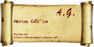 Abrus Géza névjegykártya